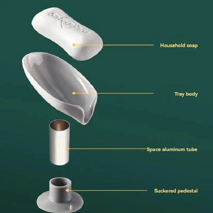 2 jaboneras con forma de hoja, bandeja con ventosa para secar esponjas de ducha, accesorios de cocina y baño.