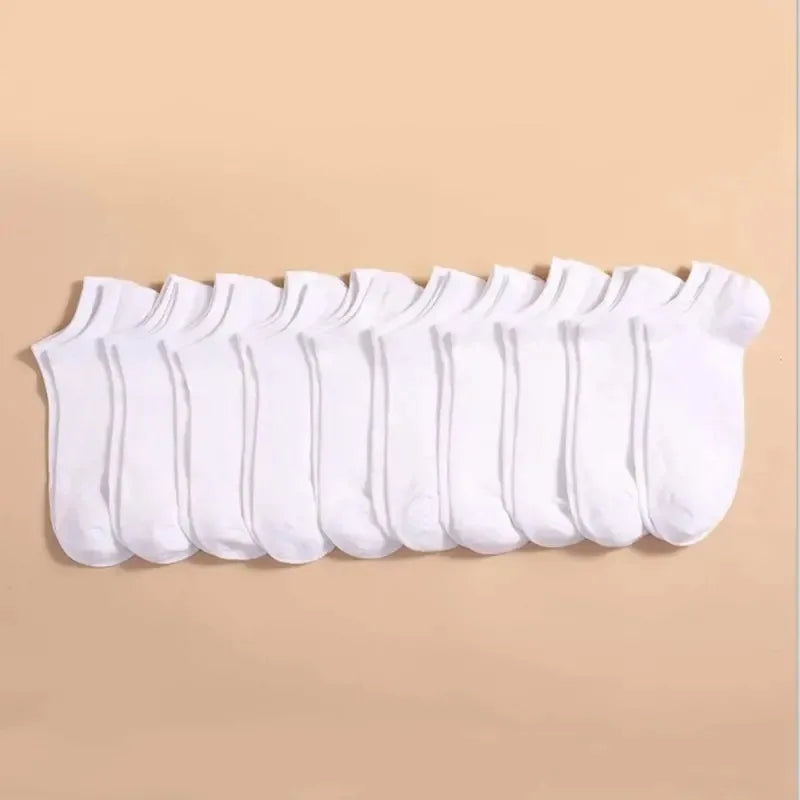 10 pares de calcetines náuticos invisibles de corte bajo para mujer y hombre, de silicona, antideslizantes, de verano, invisibles, hasta el tobillo, de color liso, informales, transpirables.