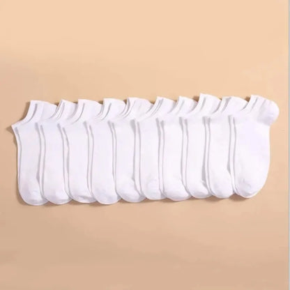 10 pares de calcetines náuticos invisibles de corte bajo para mujer y hombre, de silicona, antideslizantes, de verano, invisibles, hasta el tobillo, de color liso, informales, transpirables.