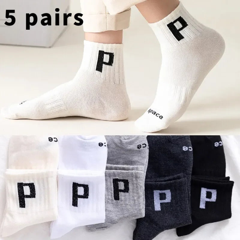 5 pares de calcetines deportivos para hombre, de primavera y otoño, absorbentes del sudor, cómodos, finos y transpirables, para baloncesto.