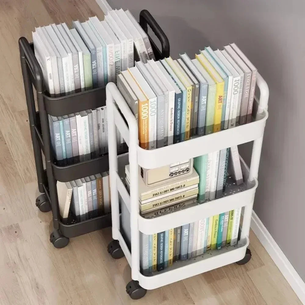 Estante de almacenamiento móvil con ruedas, carrito organizador de alta capacidad, estantería para dormitorio y baño.