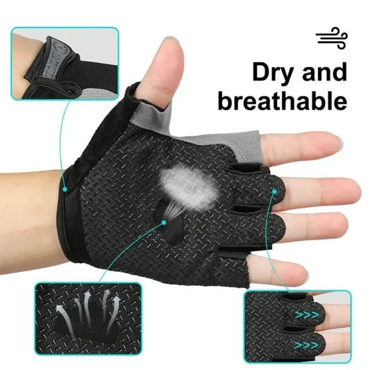 Guantes de entrenamiento sin dedos para gimnasio, para hombres y mujeres, guantes de ciclismo, deportes, fitness, motocicleta, MTB, antideslizantes, accesorios para bicicleta.