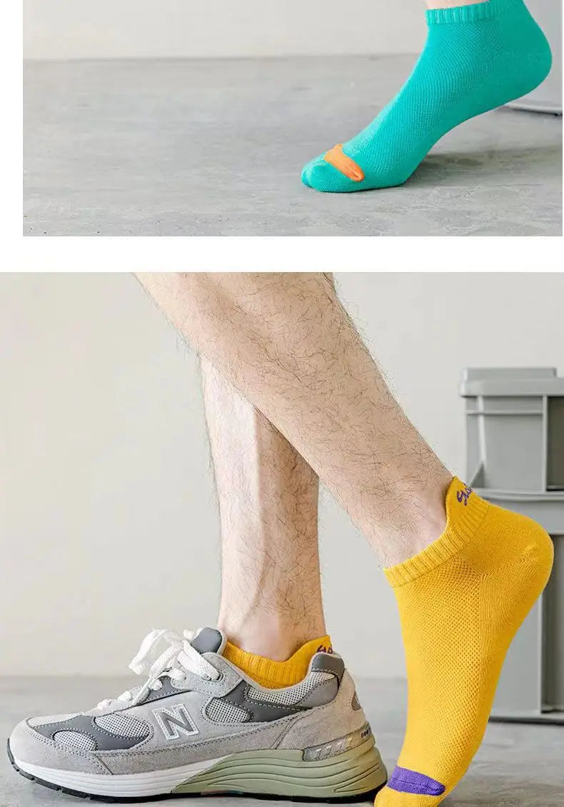 5 pares de calcetines invisibles de colores brillantes para hombre, transpirables, de moda urbana, deportivos, desodorantes, invisibles, para viajes y correr.