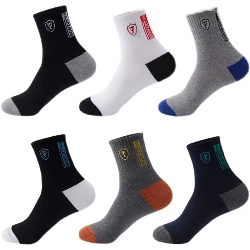 5 pares de calcetines deportivos de otoño e invierno para hombre, ideales para el tiempo libre en verano, transpirables, ligeros y absorbentes.