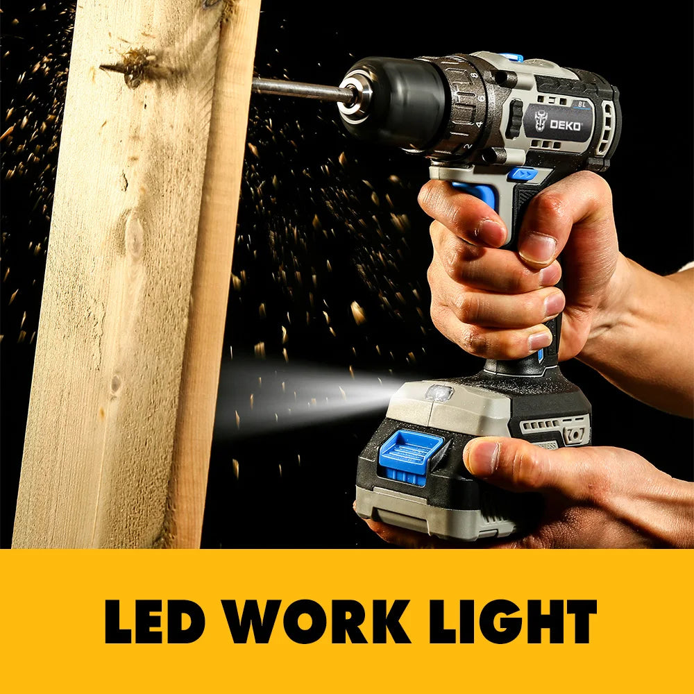 DEKO 20V Brushless Wrench Brushless Cordless Drill Mini Electric Screwdriver 350N.m Impact Wrench for Home DIY