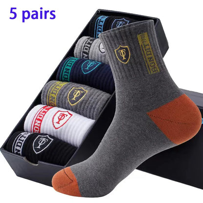 5 pares de calcetines deportivos de otoño e invierno para hombre, ideales para el tiempo libre en verano, transpirables, ligeros y absorbentes.