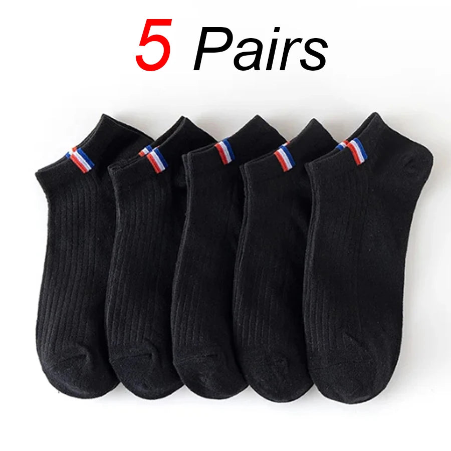 10 pares de calcetines náuticos para hombre, deportivos, de negocios, con absorción del sudor, para verano y otoño, de color liso, antibolitas, versátiles, de tobillo bajo.