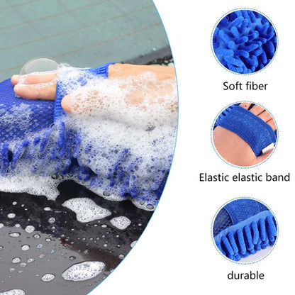 1Pcs Sponge Gloves for Car Washing Chenille Ultra Fine Fiber Cleaning Sponge Scratch Resistant Super Absorbent Cleaning Gloves