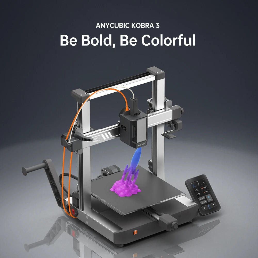 ANYCUBIC Kobra 3 FDM Multi-Color 3D Printer Print in 4 to 8 Color With Max 600mm/s Printing Speed Build Size 250mmx250mmx260mm