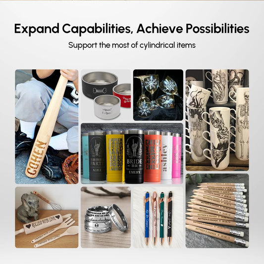 Algolaser Laser Rotary Roller Laser Engraver Y-axis Roller 360° Rotating for 6-150mm Engraving Diameter for Cylindrical Objects