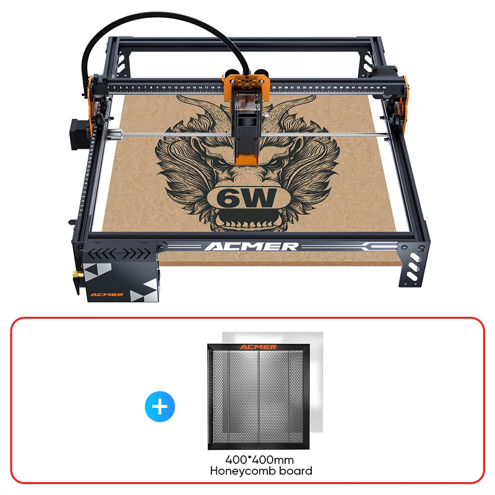 Grabadora láser ACMER P1 S pro de 6 W con aplicación wifi, máquina de corte láser de 72 W para paneles de madera acrílica, máquina de grabado para carpintería.