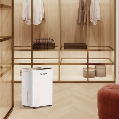 Solayce PD12R-02EE Dehumidifier 12L/24h, 3.2L Large Water Tank, Digital Humidity Display, Coverage Area 35㎡(376 sq. ft), 24H Timer, Ideal for Laundry Drying, Bedroom, Basement, Garage &amp; Kitchen