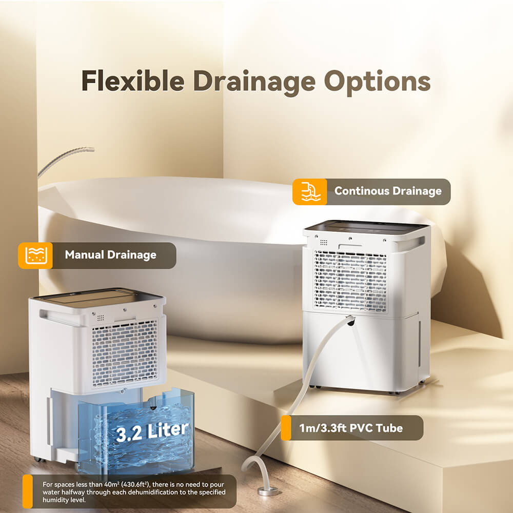 Solayce PD16R-02EE Dehumidifier 16L/24h, 3.2L Large Water Tank, Digital Humidity Display, Coverage Area 50㎡(538 sq. ft), 24H Timer, Ideal for Laundry Drying, Bedroom, Basement, Garage &amp; Kitchen