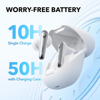 Anker Soundcore Liberty 4 NC Earbuds TWS Headphones, Adaptive ANC 2.0, Bluetooth 5.3, IPX4 Waterproof, Fast Charging - White