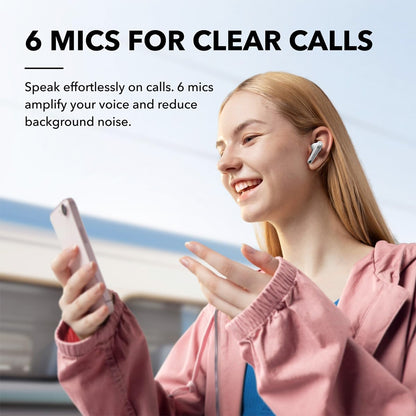 Anker Soundcore Liberty 4 NC Earbuds TWS Headphones, Adaptive ANC 2.0, Bluetooth 5.3, IPX4 Waterproof, Fast Charging - White