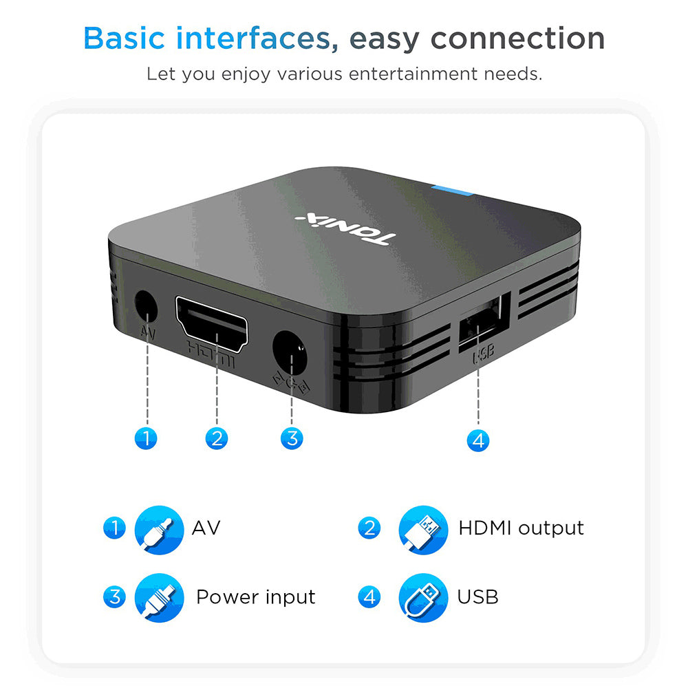 TANIX TX1 Mini TV Box, Android 10, Allwinner H313, Built-in WiFi, 1GB RAM 8GB ROM, Support 4K Decoding, 1*AV 1*HDMI 1*USB 2.0