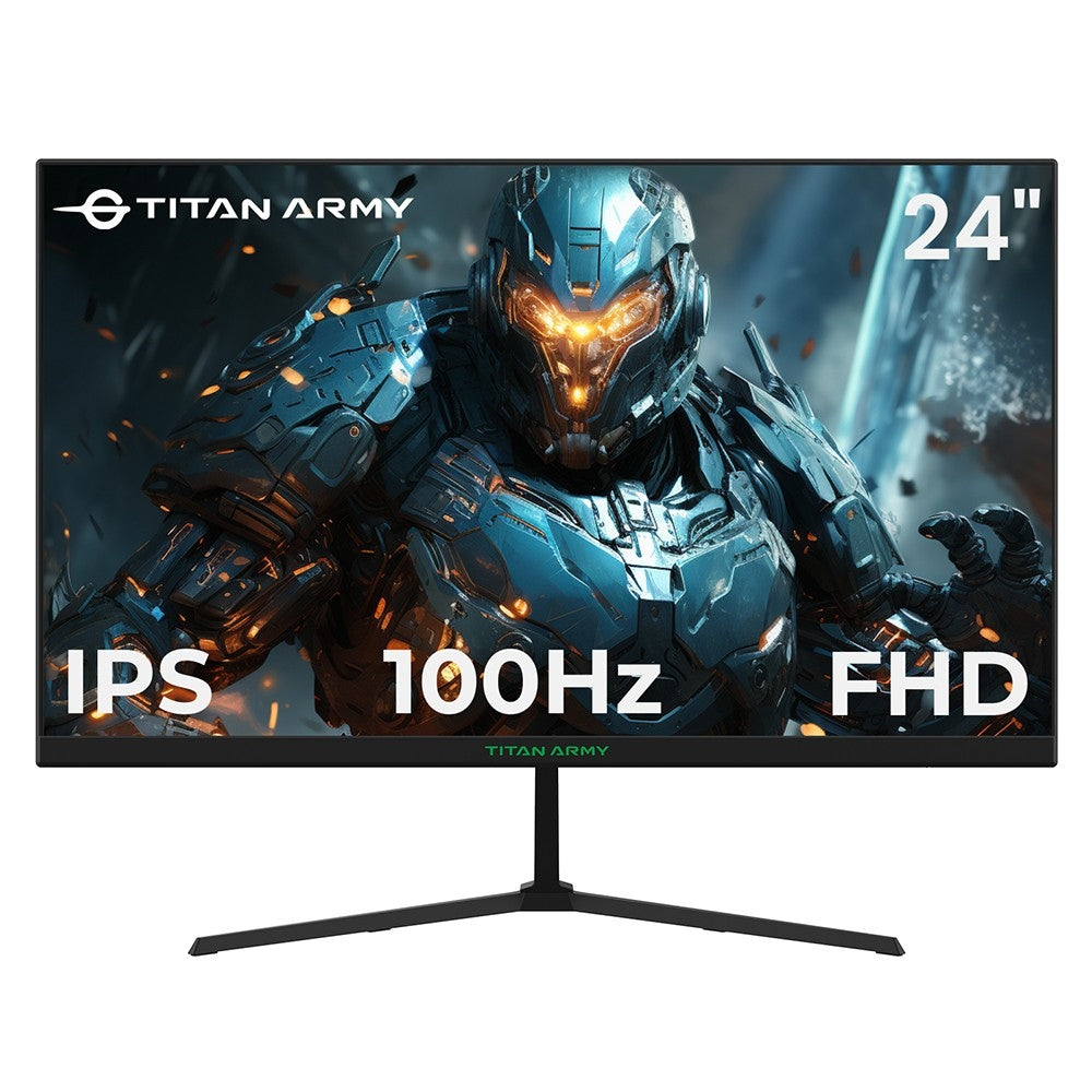 TITAN ARMY P24H2P Gaming Monitor, 24-Inch IPS Panel, 100Hz Refresh, 1920x1080 FHD Resolution, 99% sRGB, Adaptive Sync, Intelligent DCR Optimization, Low-blue Light, 1*HDMI1.4 1*VGA 1*Audio, Tilt Adjustment VESA Mount