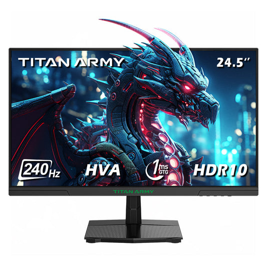 TITAN ARMY P2510H Gaming Monitor, 24.5'' HVA Fast LCD Panel, 1920*1080, 240Hz Refresh Rate, 1ms GTG, HDR10, 99%sRGB, Adaptive-Sync, Dynamic OD, Ultra-Fast Game Mode, 10 Scene Modes, PBP &amp; PIP Split-screen Display, Low Blue Light, VESA Wall Mounting