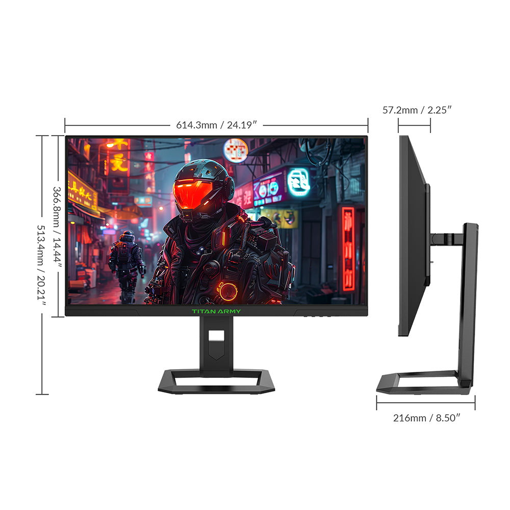 TITAN ARMY P2710S Gaming Monitor, 27-inch 2560*1440 16:9 Fast IPS LCD Screen, 240Hz Refresh Rate, 1ms GTG, HDR 400, Adaptive-Sync, Dynamic OD, Game Mode &amp; 10 scenario Modes, PBP &amp; PIP Split-screen Mode, Rotating Stand, Wall Mounting