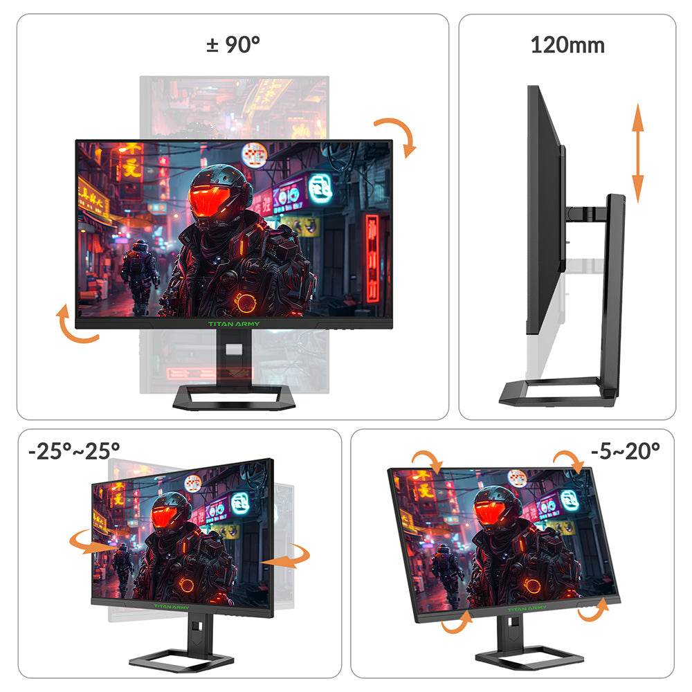 TITAN ARMY P2710S Gaming Monitor, 27-inch 2560*1440 16:9 Fast IPS LCD Screen, 240Hz Refresh Rate, 1ms GTG, HDR 400, Adaptive-Sync, Dynamic OD, Game Mode &amp; 10 scenario Modes, PBP &amp; PIP Split-screen Mode, Rotating Stand, Wall Mounting
