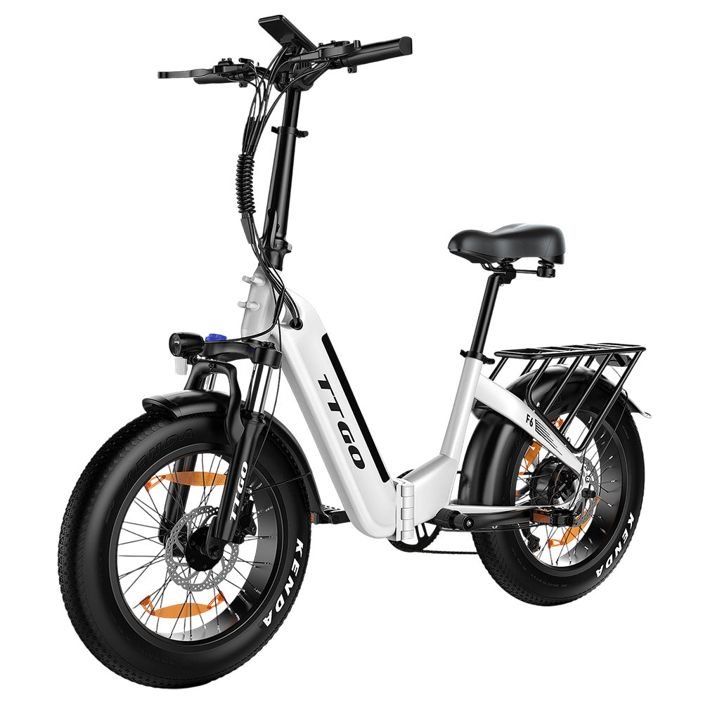 TTGO F6 Electric Bike, 250W Motor, 36V 25Ah Battery, 20*4 inch Tires, 25km/h Max Speed, 100km Max Range, Hydraulic Disc Brake, Front Shock Absorber, Torque Sensor, Shimano 7-speed, LCD Display - White