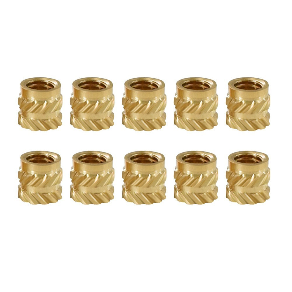 TWO TREES 10pcs M3 Mellow Brass Hot Melt Insert Nuts, SL-Type Double Twill Knurled Nuts