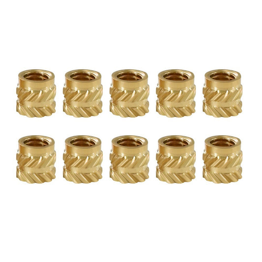 TWO TREES 10pcs M3 Mellow Brass Hot Melt Insert Nuts, SL-Type Double Twill Knurled Nuts