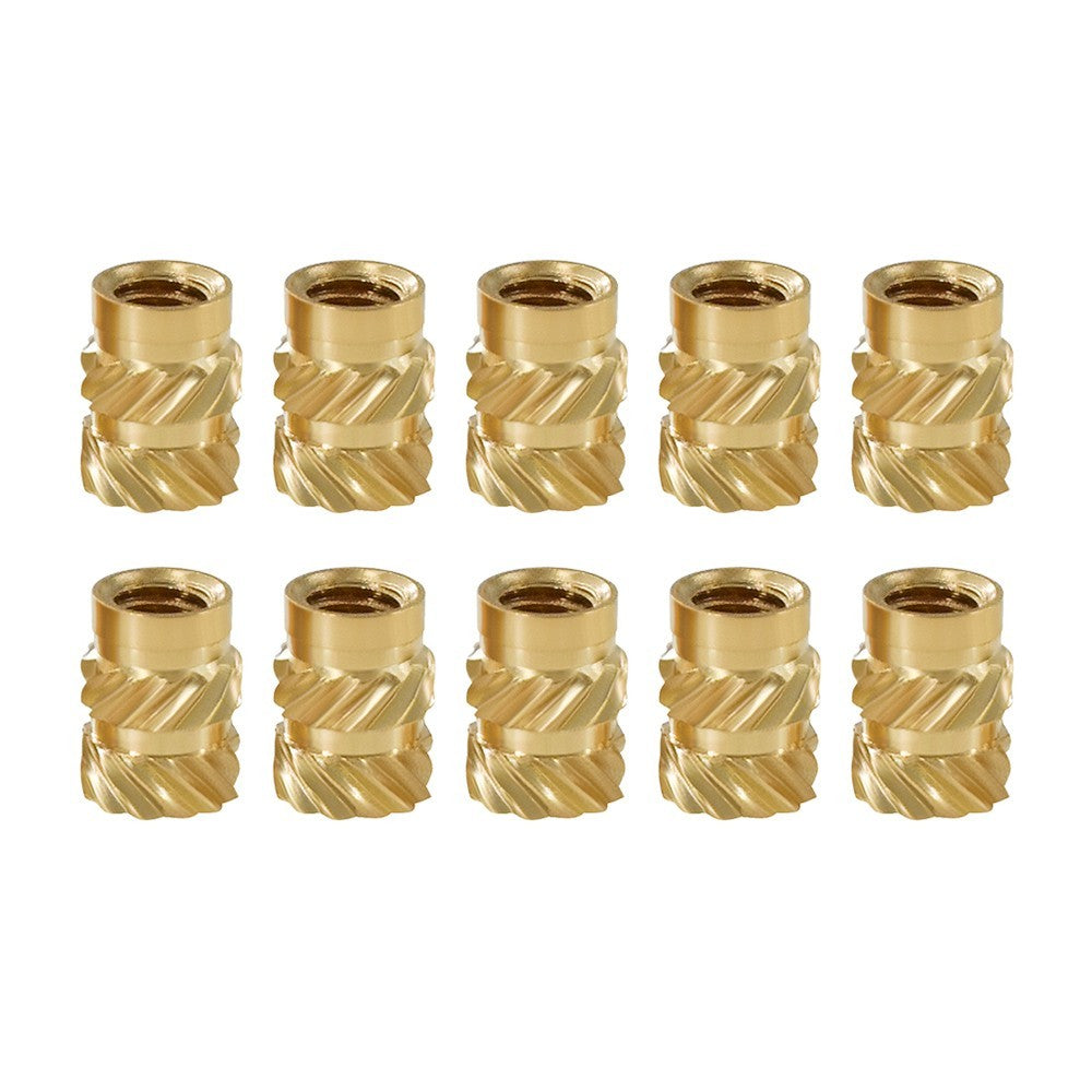 TWO TREES 10pcs M4 Mellow Brass Hot Melt Insert Nuts, SL-Type Double Twill Knurled Nuts