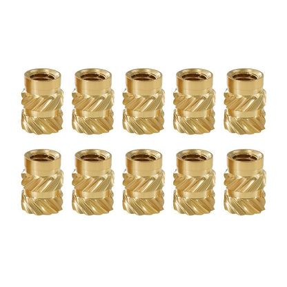 TWO TREES 10pcs M4 Mellow Brass Hot Melt Insert Nuts, SL-Type Double Twill Knurled Nuts