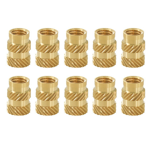 TWO TREES 10pcs M5 Mellow Brass Hot Melt Insert Nuts, SL-Type Double Twill Knurled Nuts