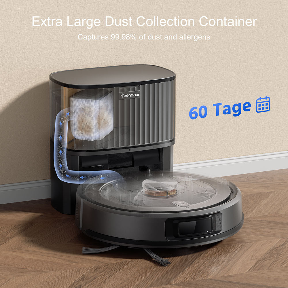 Teendow D10S MAX 2-in-1 Robot Vacuum Cleaner and Mop with Auto-empty Station, 4500Pa Powerful Suction, Smart Mapping