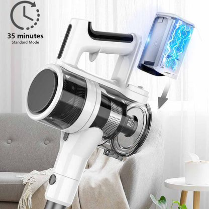 Teendow P11 Pro Cordless Vacuum Cleaner, 126,000Pa Powerful Suction, 30min Runtime, 2200mAh Battery, 450ML Dust Capacity, Quiet Operation ≤75dB, Ideal for Pet Hair &amp; Home Cleaning, White