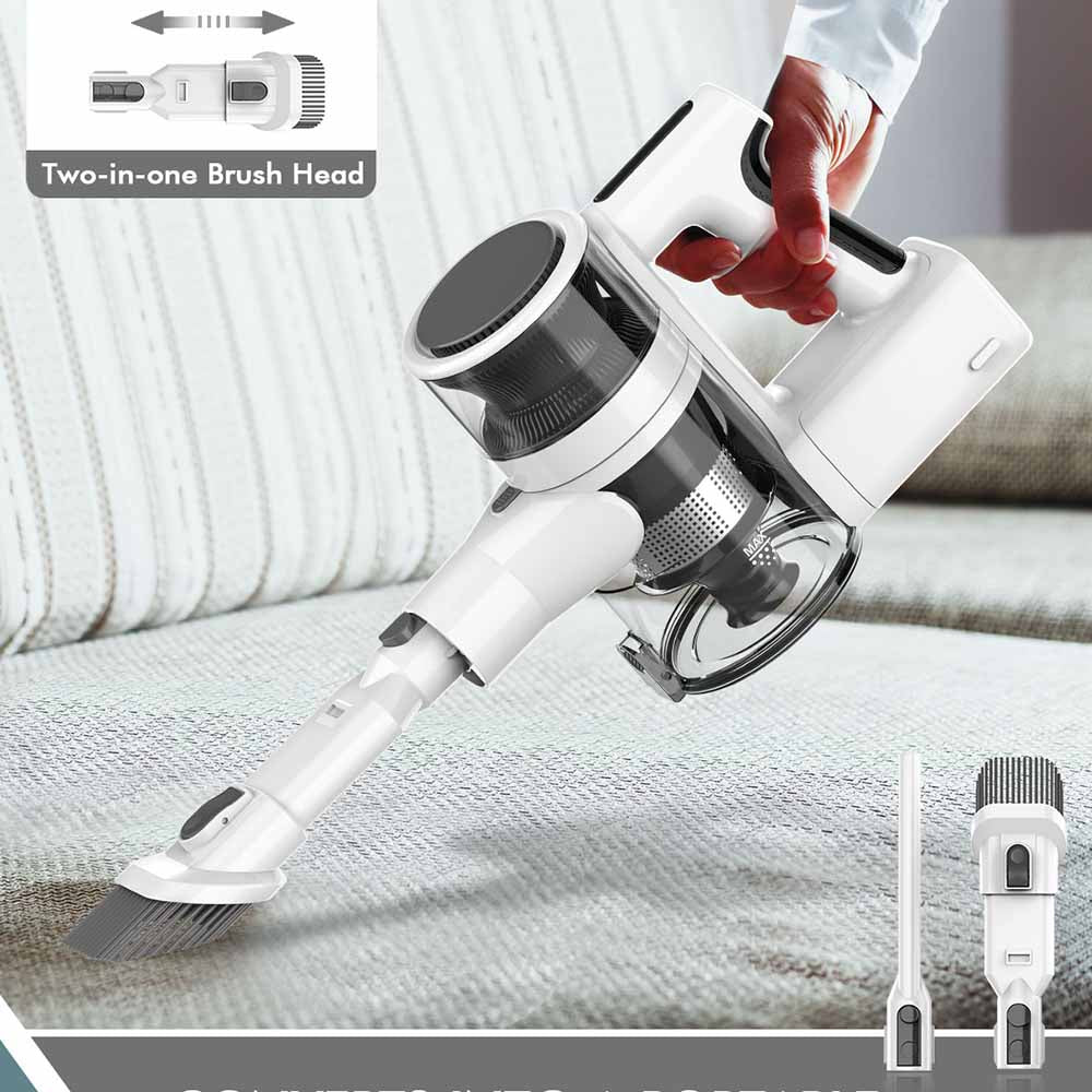 Teendow P11 Pro Cordless Vacuum Cleaner, 126,000Pa Powerful Suction, 30min Runtime, 2200mAh Battery, 450ML Dust Capacity, Quiet Operation ≤75dB, Ideal for Pet Hair &amp; Home Cleaning, White