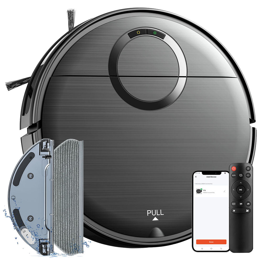 Teendow T7S Robot Vacuum Cleaner and Mop, 2000Pa Powerful Suction, 230ml Water Tank, Smart App &amp; Voice Control, 100min Runtime, Self-Charging, 4 Cleaning Modes, Obstacle Avoidance, Ideal for Pet Owners