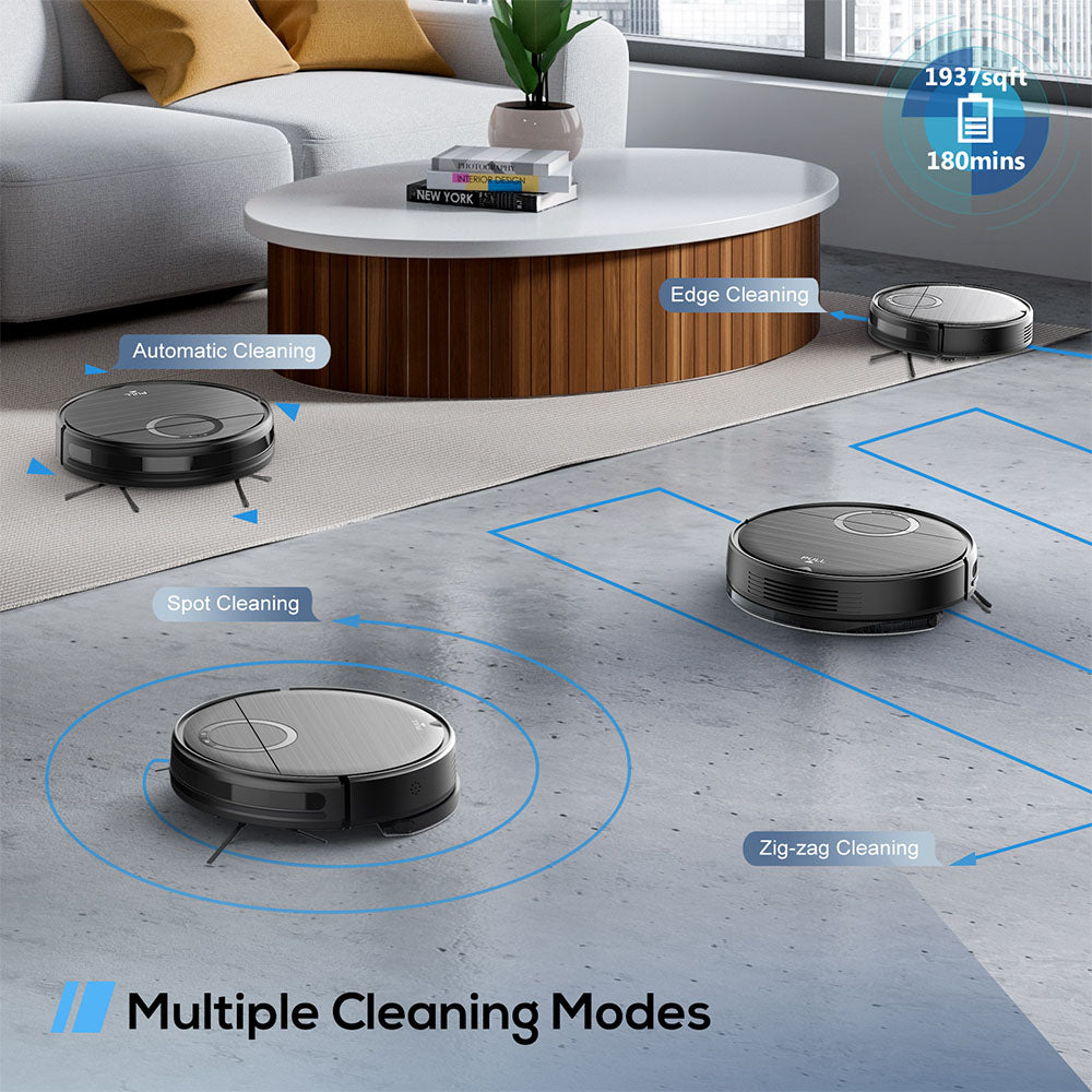 Teendow T7S Robot Vacuum Cleaner and Mop, 2000Pa Powerful Suction, 230ml Water Tank, Smart App &amp; Voice Control, 100min Runtime, Self-Charging, 4 Cleaning Modes, Obstacle Avoidance, Ideal for Pet Owners