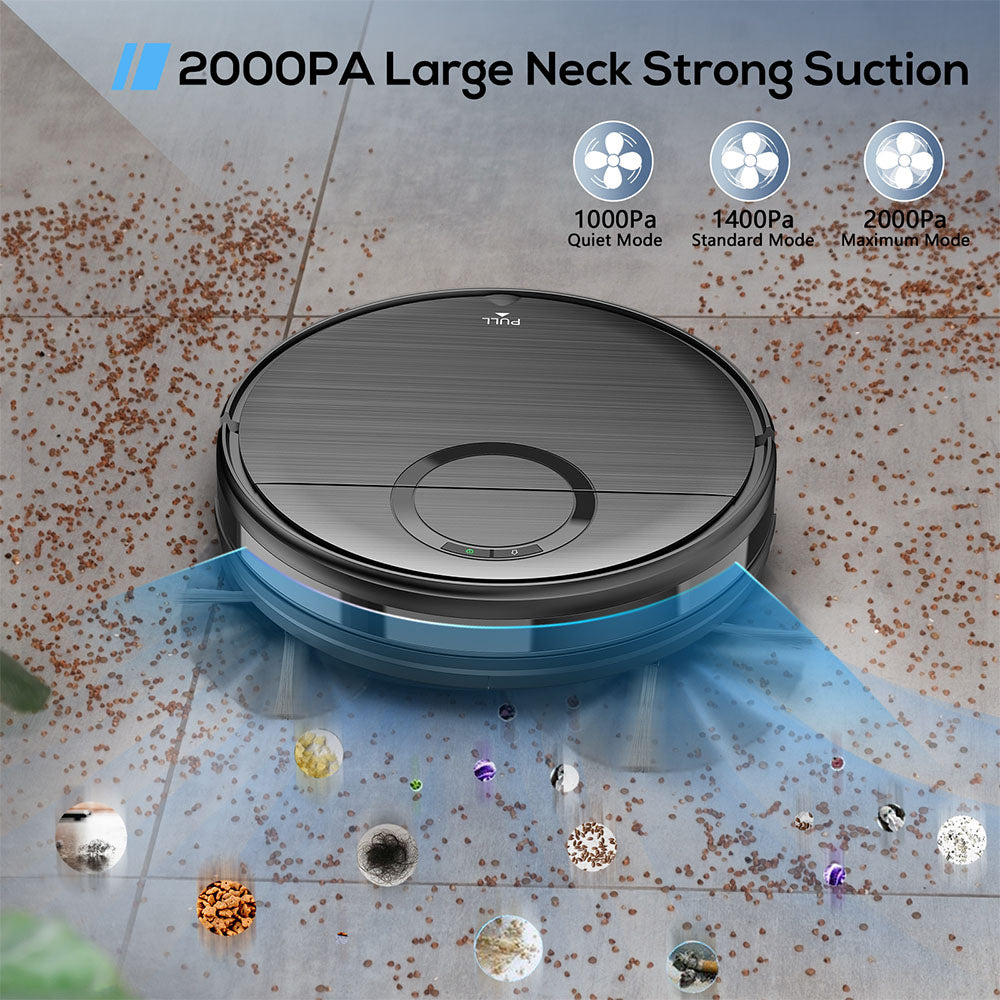 Teendow T7S Robot Vacuum Cleaner and Mop, 2000Pa Powerful Suction, 230ml Water Tank, Smart App &amp; Voice Control, 100min Runtime, Self-Charging, 4 Cleaning Modes, Obstacle Avoidance, Ideal for Pet Owners