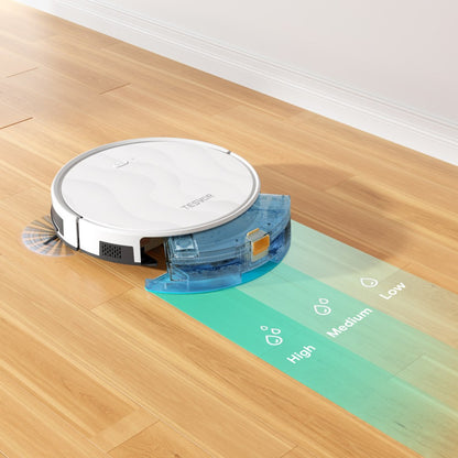 Tesvor M2 Robot Vacuum Cleaner with Mop Function, 6000Pa Suction, Gyroscope Navigation, 600ml Dustbin, 150Mins Runtime, 120sqm Max Vacuuming Area, App Control / Remote Control - White