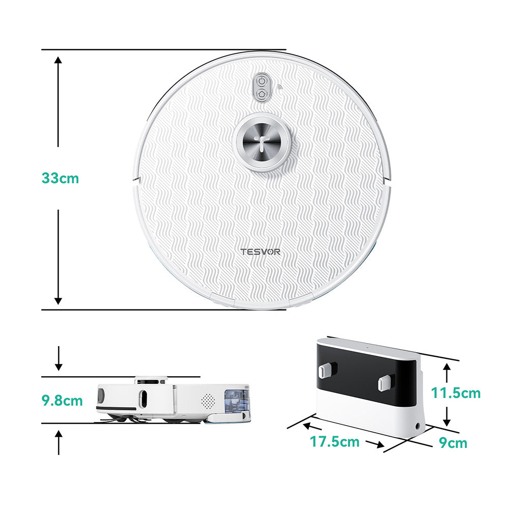 Tesvor S8 Pro 2 in 1 Robot Vacuum Cleaner with Wiping Function, 6000Pa Suction, LiDAR Navigation, 240min Running Time, APP/Alexa Control