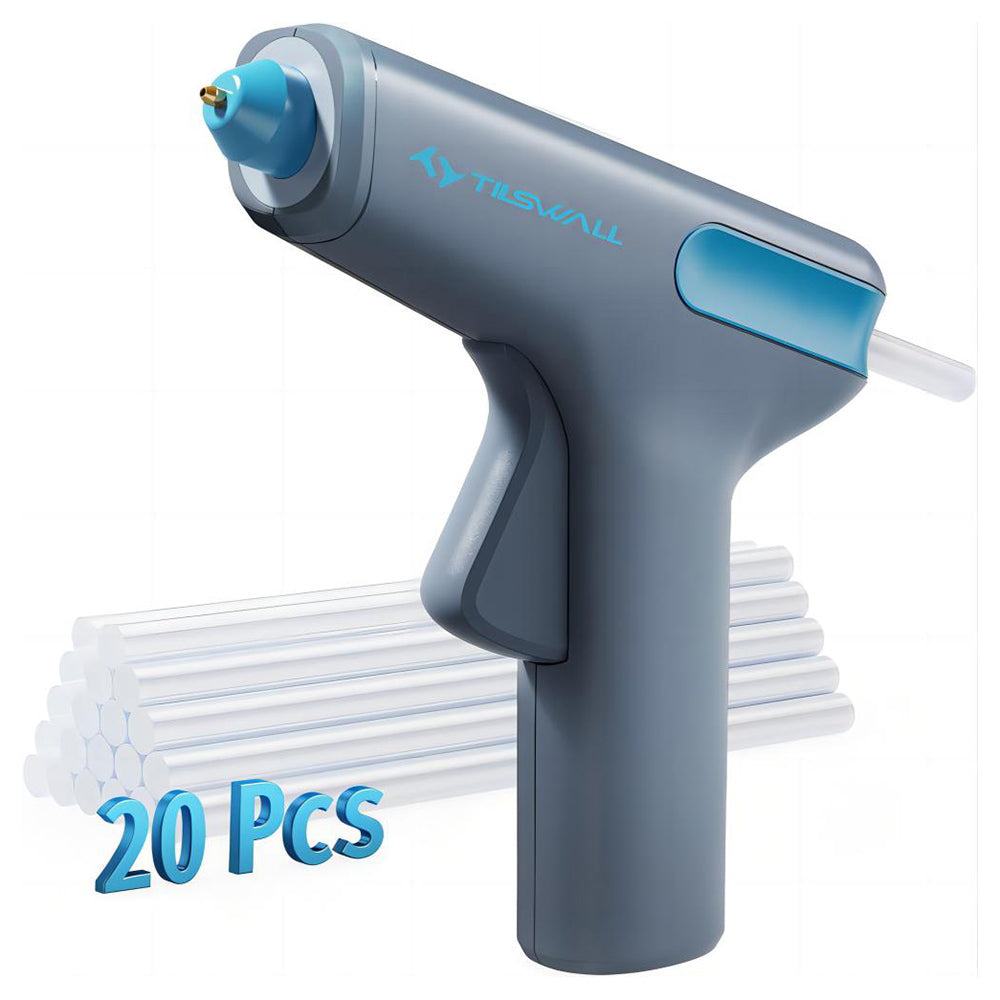 Tilswall W104 4V Cordless Hot Glue Gun, 15s Fast Preheating, 2200mAh USB-C Rechargeable, Smart Power-off