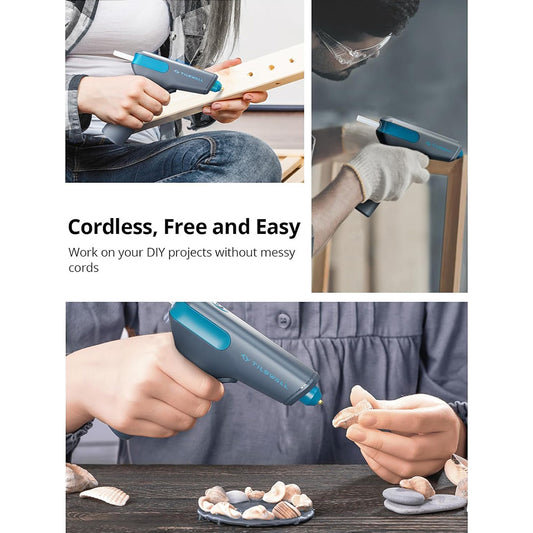 Tilswall W104 4V Cordless Hot Glue Gun, 15s Fast Preheating, 2200mAh USB-C Rechargeable, Smart Power-off