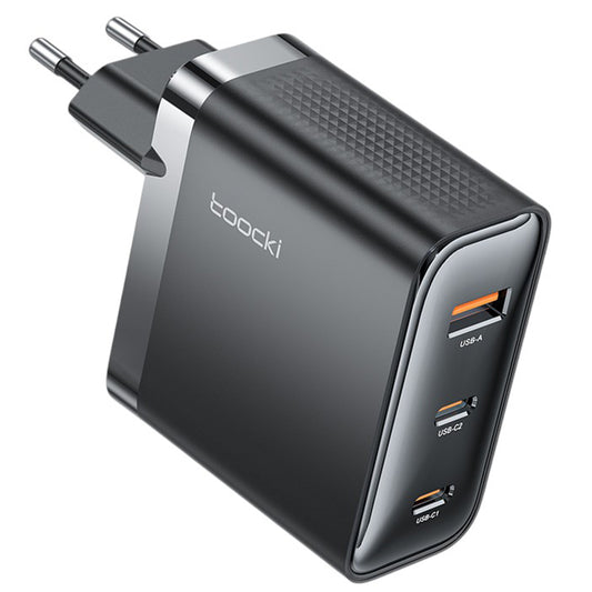 Toocki TCT100-XRB 100W GaN USB Charger, USB-C and USB-A Triple Port PD 3.0, for iPhone, Huawei, Samsung, Tablet, Mobile Phones