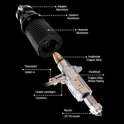 Trianglelab Rapido ACE UHF Hotend - PT1000 Thermistor, Compatible with Dragon/Rapido, V6 Adapter
