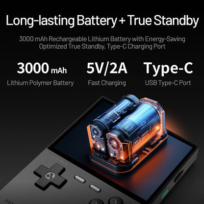Trimui Brick Handheld Game Console, 256GB TF Card, 3.2-inch 1024*768 IPS Screen, 8GB eMMC Storage, 5 Hours Battery Life, Type-C Fast Charging - Black