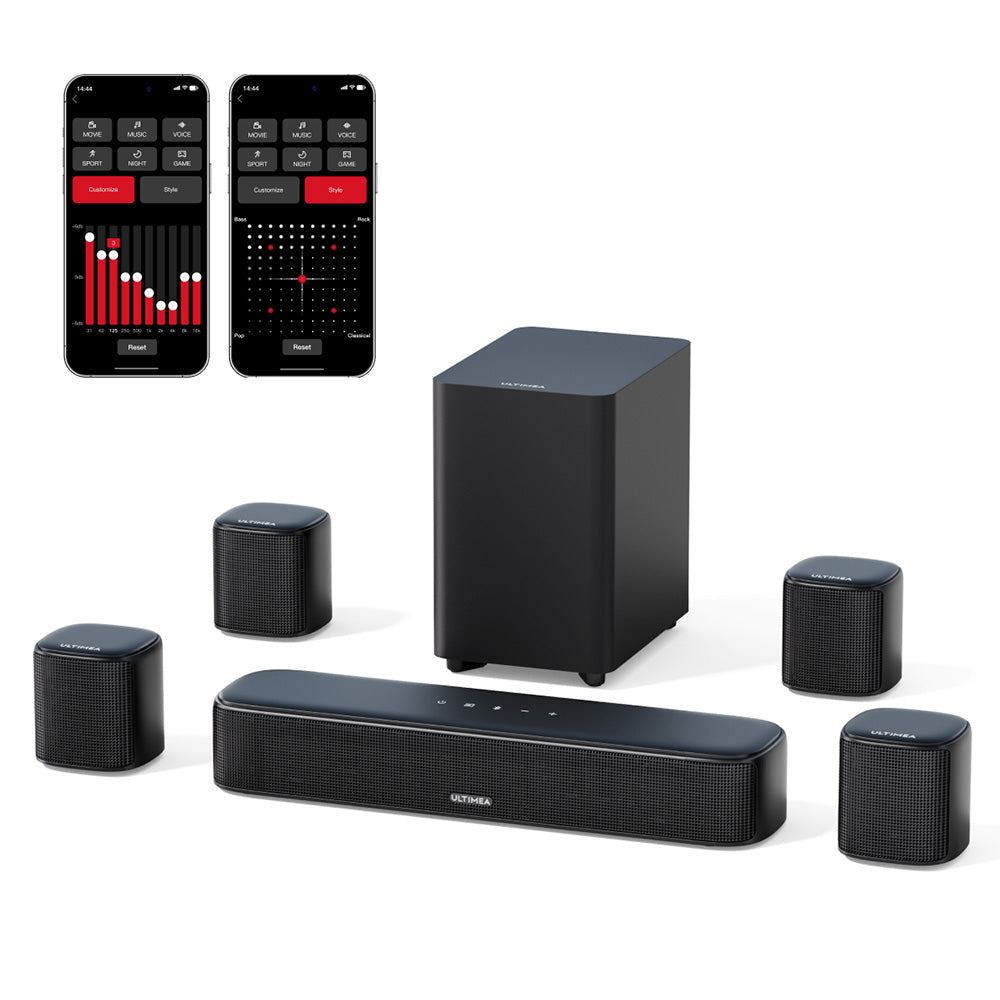 Ultimea Aura A40 7.1 Soundbar Subwoofer Speaker Kit, 7.1 Channel, App Control, 10 Bands Equalizer Settings, 121 Preset EQ Matrices, Bluetooth 5.3, 330W Peak Power