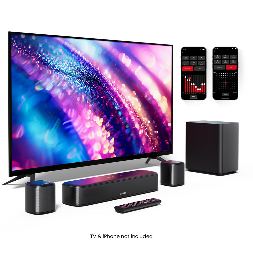 Ultimea Aura A30 5.1 Soundbar Subwoofer Speaker Kit, 5.1 Channel, App Control, 10 Bands Equalizer Settings, 121 Preset EQ Matrices