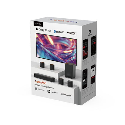 Ultimea Aura A60 7.1 Soundbar, Smart APP &amp; Voice Control, BassMX Technology, 350W Peak Power, HDMI eARC, 4 Surround Speakers, for Smart TV