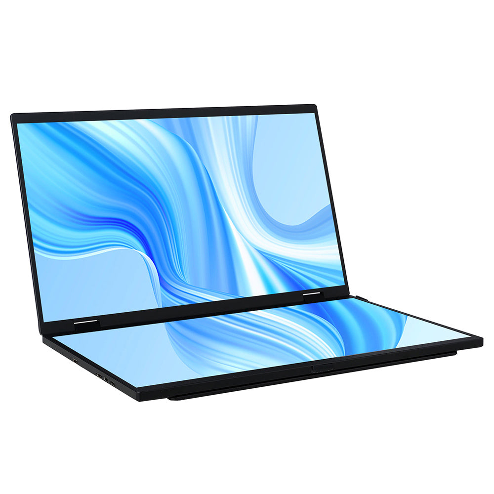 UPERFECT Delta 15.6-inch Dual Screen Portable Folding Monitor, 1920*1080 FHD IPS Screen, 60Hz Refresh Rate, 1000:1 Contrast Ratio, 360° Folding, Built-in Speaker, Built-in Stand &amp; VESA Mountable,  2*Full-Featured Type-C, 2* mini HDMI - EU Plug