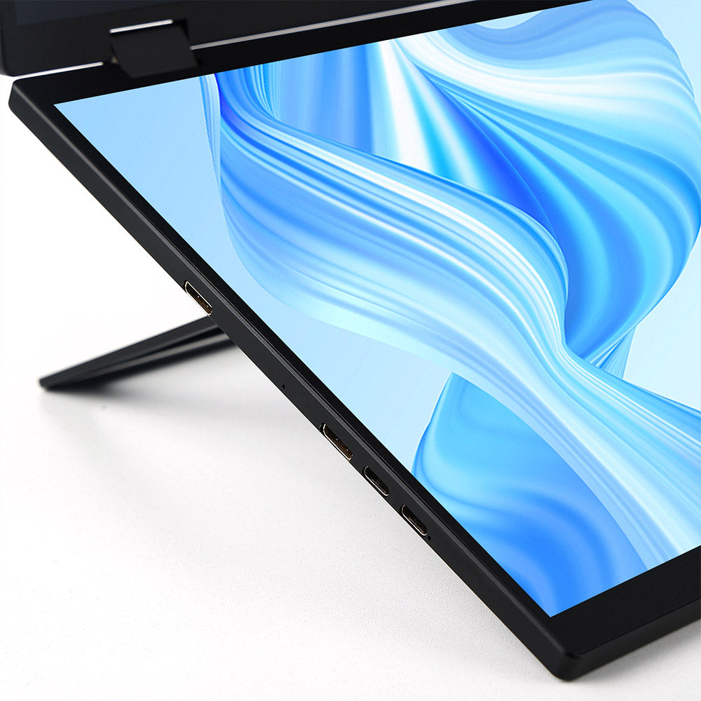 UPERFECT Delta 15.6-inch Dual Screen Portable Folding Monitor, 1920*1080 FHD IPS Screen, 60Hz Refresh Rate, 1000:1 Contrast Ratio, 360° Folding, Built-in Speaker, Built-in Stand &amp; VESA Mountable,  2*Full-Featured Type-C, 2* mini HDMI - EU Plug