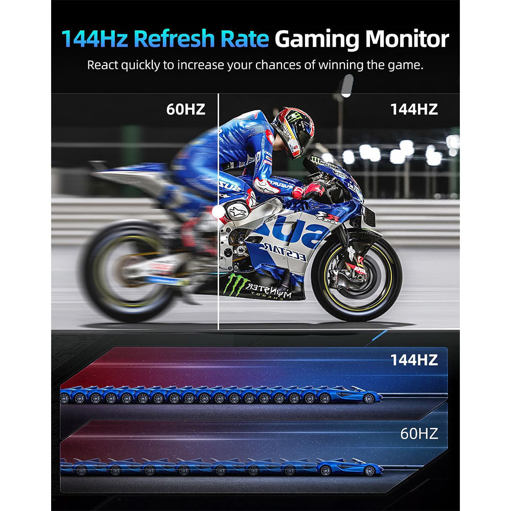 UPERFECT K118 18'' Portable Gaming Monitor, 144Hz Refresh Rate, 2560x1600 IPS Screen, 1000:1 Contrast Ratio, FreeSync, HDR, 100% DCI-P3, Built-in Speaker, 9ms Response Time, Low Blue Light, VESA Mountable, 1*Mini HDMI,1*Type-C, 1*Audio Jack - EU Plug