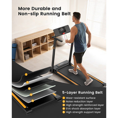 UREVO URTM006 Foldable Mini Treadmill, Max Speed 1-10km/h, Walking Area 105*40cm, Max Load 100kg, 12 Built-in HIIT Programs